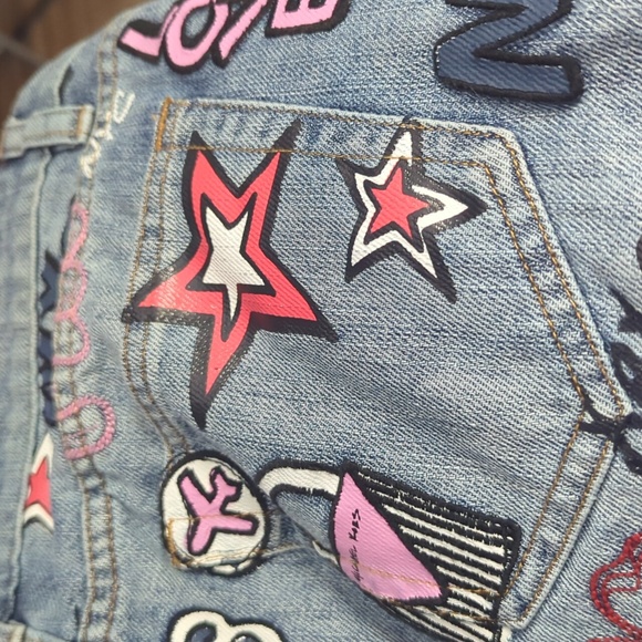 Unique Embroidered Graffiti NYC KORS Mini Denim Skirt Size 4 - Picture 11 of 16